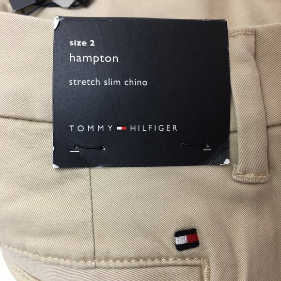 NEW Tommy Hilfiger Pants Khaki Tan Hampton Slim Chinos Stretch size 2 length 28" - Picture 6 of 11
